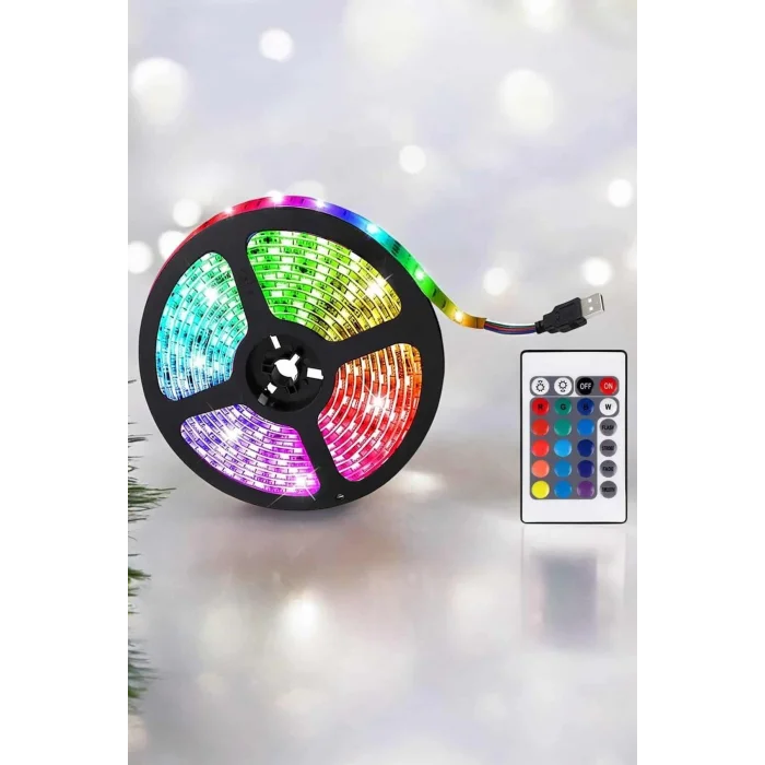BUĞZ Yeni Nesil RGB Işıklı 10Metre Şerit Led Kumandalı Şarj Edilebilir