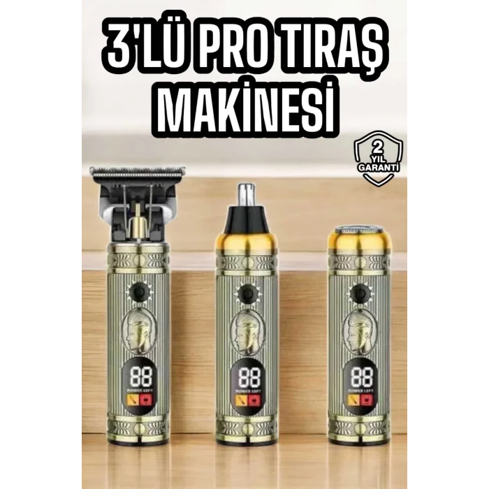  Yeni Nesil Tıraş Makinesi Pro 3 Başlıklı Dijital Göstergeli