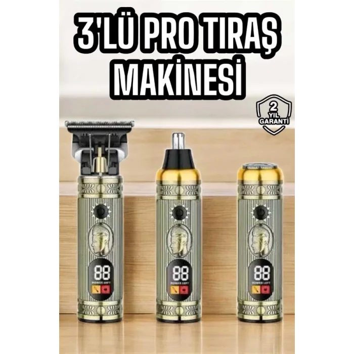 Yeni Nesil Tıraş Makinesi Pro 3 Başlıklı Dijital Göstergeli