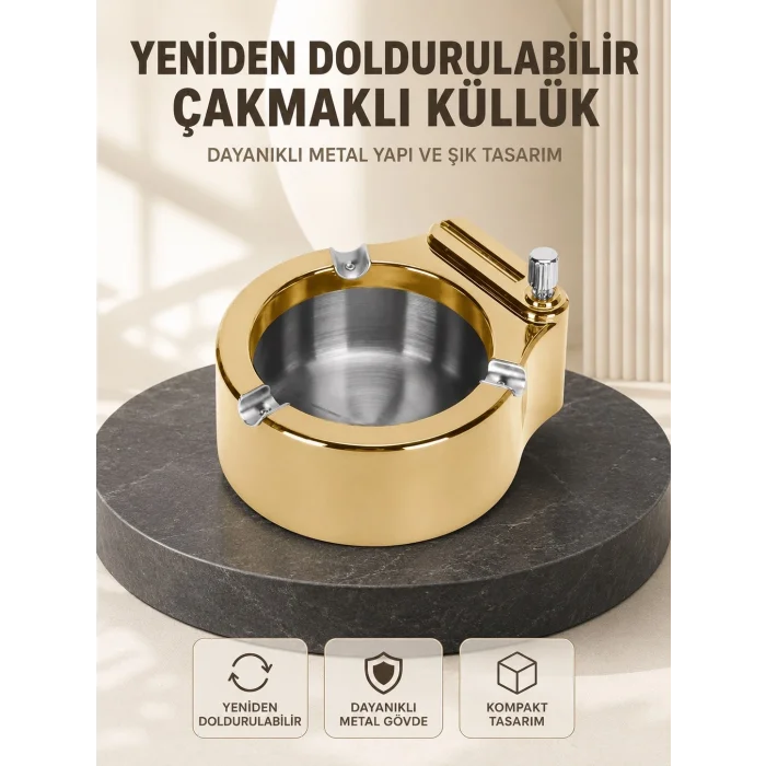 BUĞZ Yeniden Doldurulabilir Çakmaklı Küllük Dayanıklı Yapı