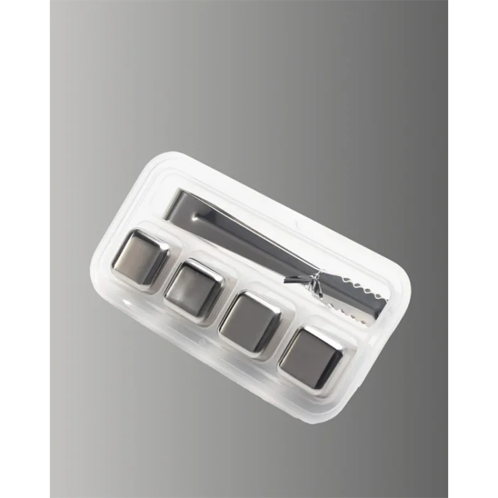 BUĞZ Yeniden Kullanılabilir 304 Çelik Metal Buz Küpleri 4lü Set - Lisinya