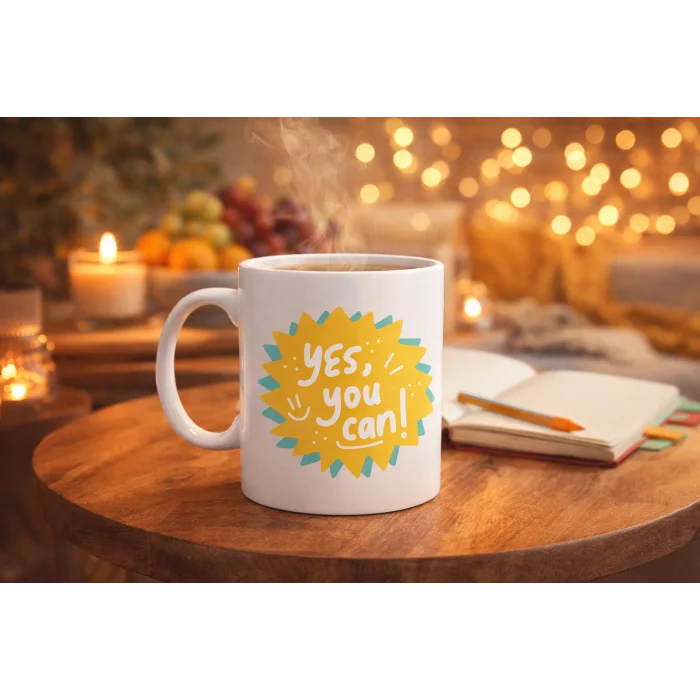 BUĞZ Yes You Can Motivasyon Kupası MODEL 131 , Pozitif Mesajlı Porselen Kupa , İlham Veren Tasarım , Ofis & Hediye Kupası