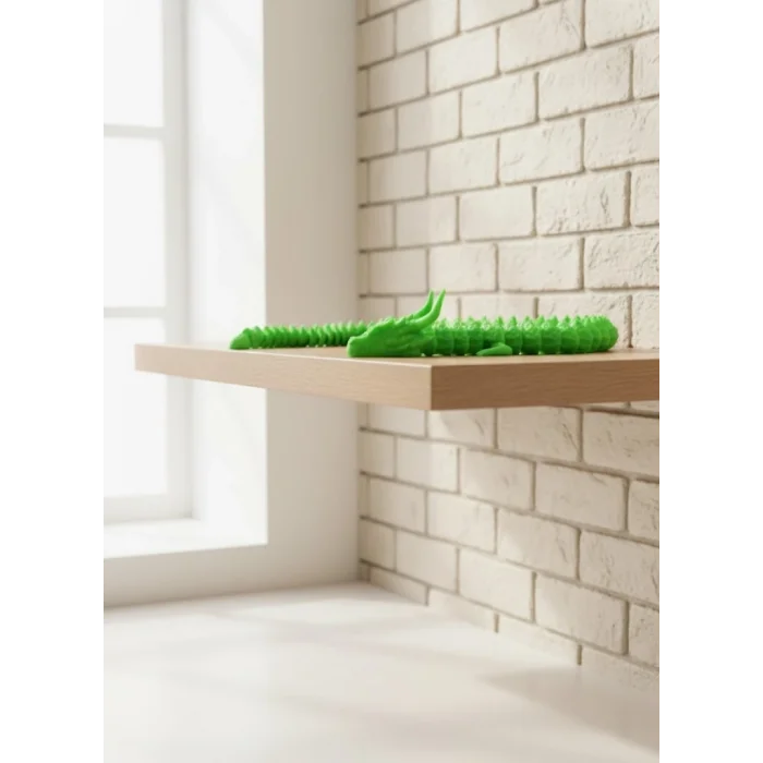 BUĞZ Yeşil Hareketli Ejderha Figürü Esnek Gövdeli Fantastik Dekor 60 cm