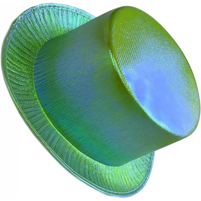 BUĞZ Yeşil Renk Işıltılı Hologram Kumaş Kaplama Fötr Silindir Şapka Yetişkin Boy