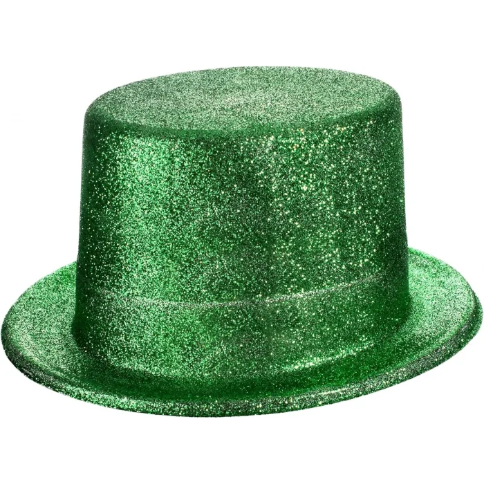  Yeşil Renk Parıltılı Simli Fötr Silindir Parti Şapkası