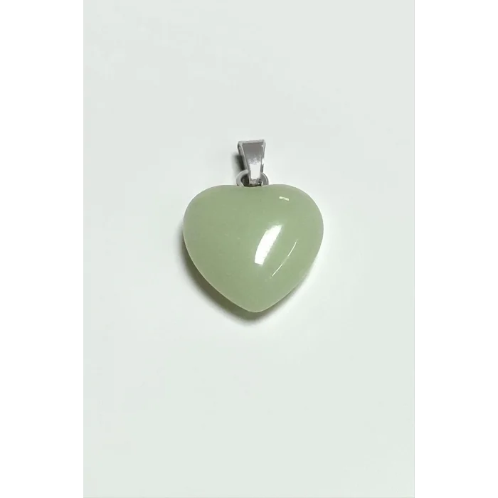 BUĞZ Yeşim Kalpli Doğaltaş Kolye Ucu Küçük 1,5 cm