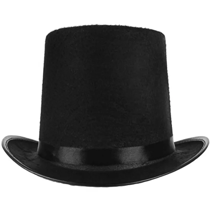 BUĞZ Yetişkinler İçin Siyah Renk Ringmaster Sihirbaz Şapkası Silindir Şapka - Lisinya