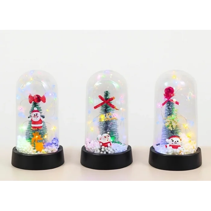 BUĞZ Yılbaşı Temalı Işıklı  Dekoratif Cam Fanus Alk5076