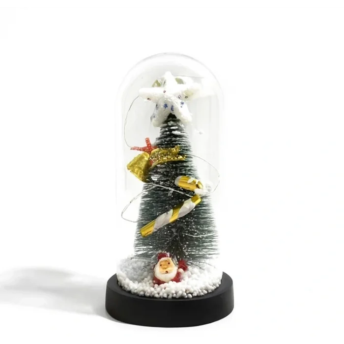 BUĞZ Yılbaşı Temalı Işıklı  Dekoratif Cam Fanus Alk5077 - BUĞZ