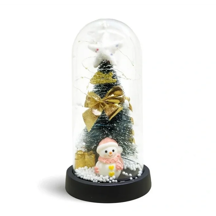 BUĞZ Yılbaşı Temalı Işıklı  Dekoratif Cam Fanus Alk5079 - BUĞZ