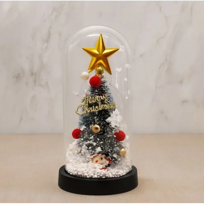 BUĞZ Yılbaşı Temalı Işıklı  Dekoratif Cam Fanus Alk5082