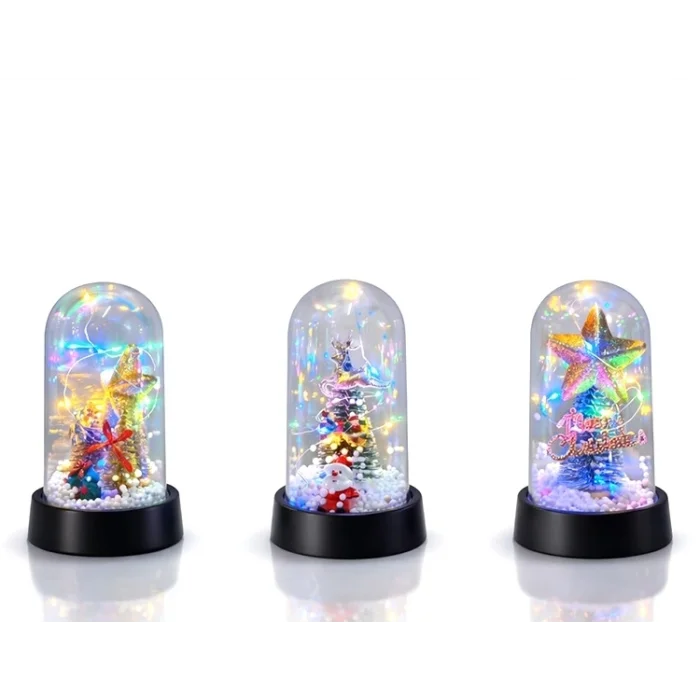 BUĞZ Yılbaşı Temalı Işıklı Dekoratif Cam Fanus - Model 10