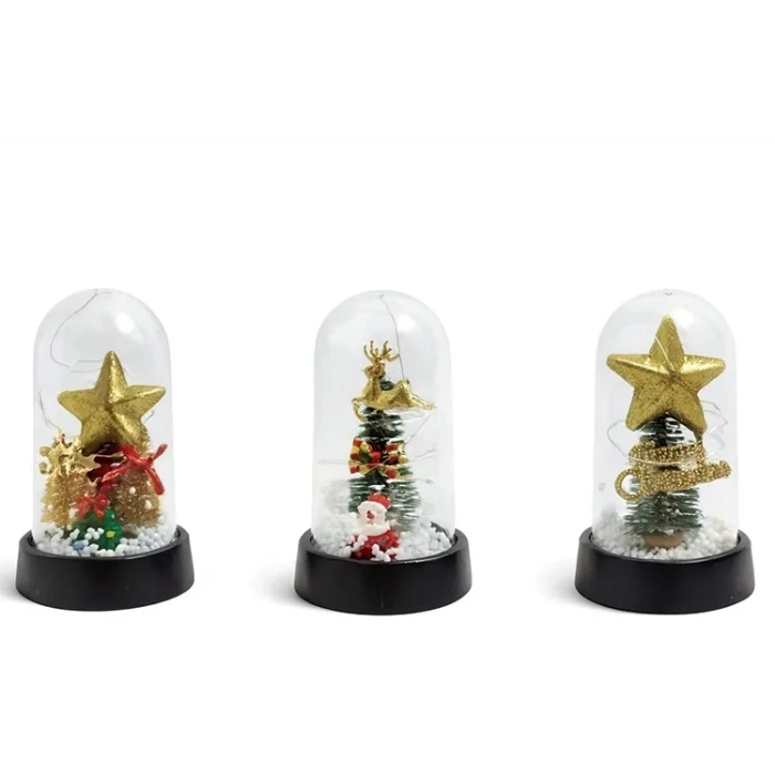 BUĞZ Yılbaşı Temalı Işıklı Dekoratif Cam Fanus - Model 10