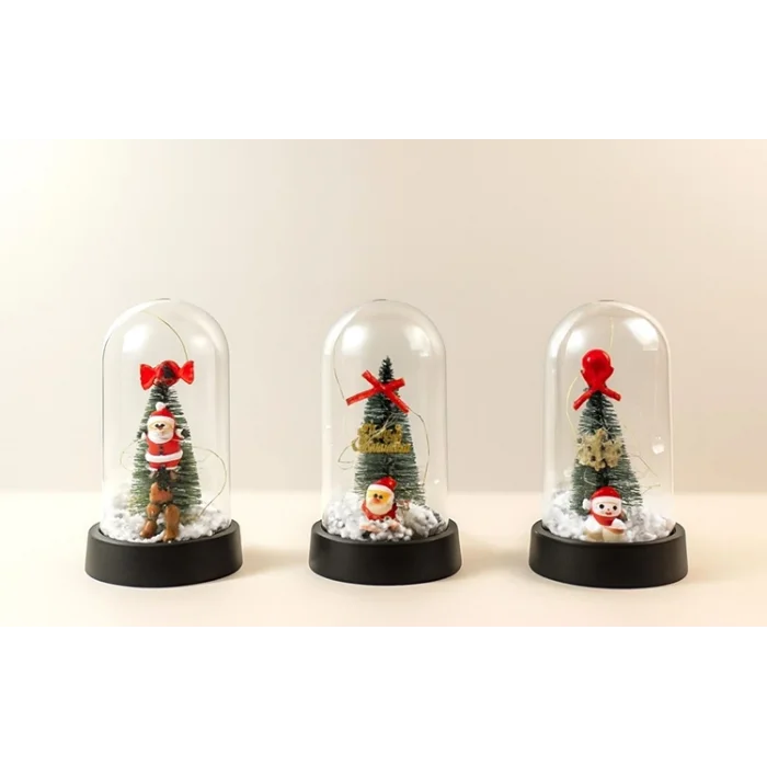 BUĞZ Yılbaşı Temalı Işıklı Dekoratif Cam Fanus - Model 2