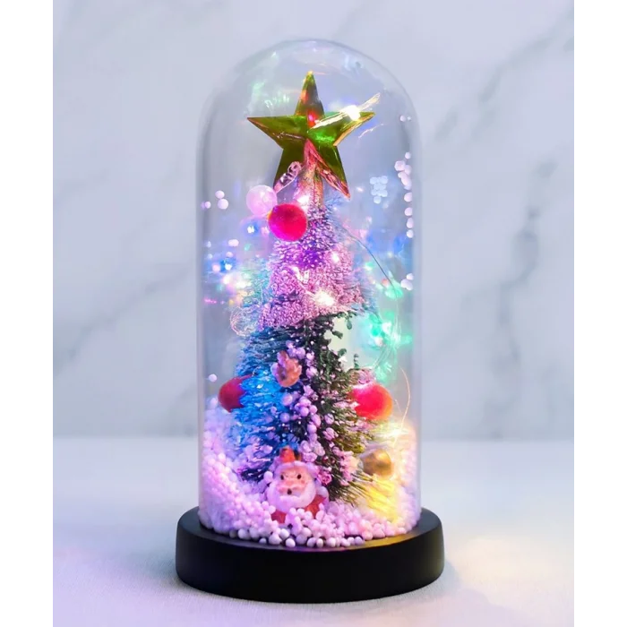 BUĞZ Yılbaşı Temalı Işıklı Dekoratif Cam Fanus - Model 4