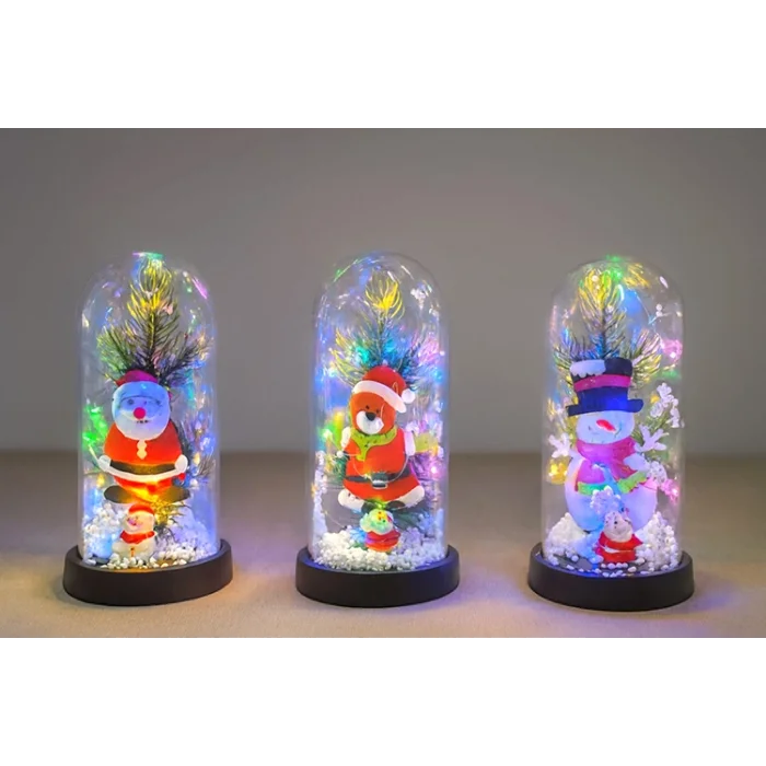 BUĞZ Yılbaşı Temalı Işıklı Dekoratif Cam Fanus - Model 8