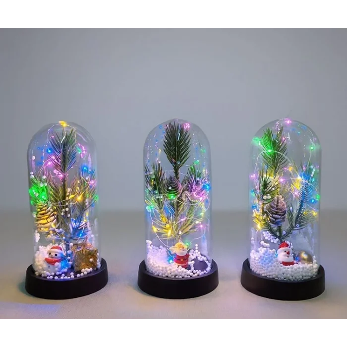 BUĞZ Yılbaşı Temalı Işıklı Dekoratif Cam Fanus - Model 9