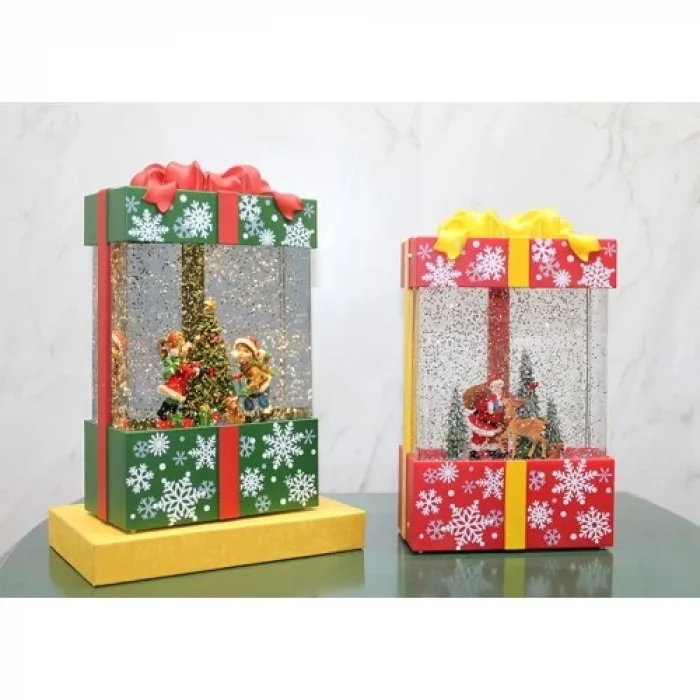 BUĞZ Yılbaşı Temalı Işıklı Müzikli Kar Küresi Hediye Kutusu Tasarımlı