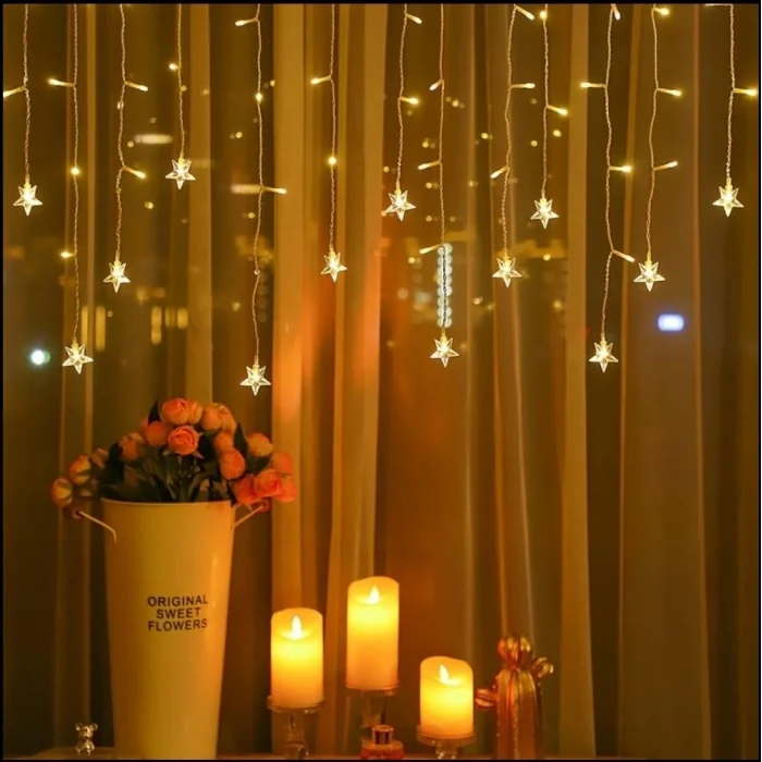 BUĞZ Yıldız 4m 96 Led 19 Saçak 40-50-60cm Gün Işığı Yıldız Boyutu:7cm