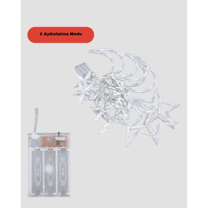 BUĞZ Yıldız Ay Tasarımlı Prizli Perde LED Işık İç Mekan Dekoru