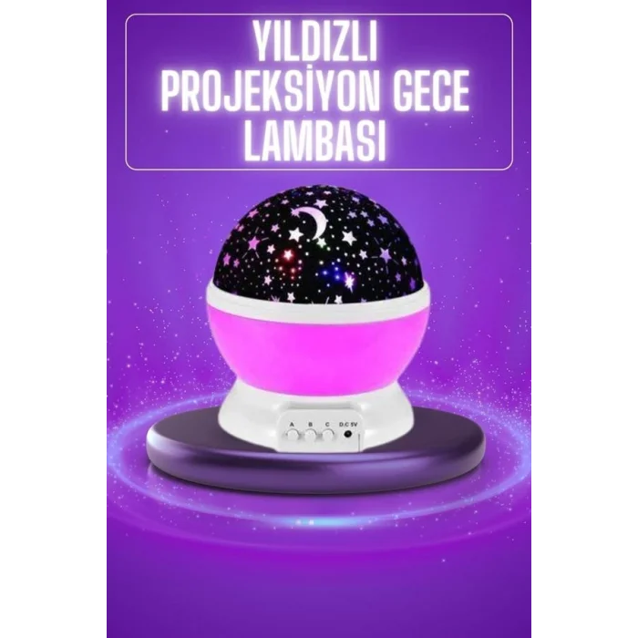 BUĞZ Yıldız Görünümlü Gece Lambası Renkli Masa Lambası Gökyüzü Projeksiyon