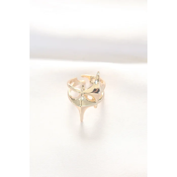 BUĞZ Yıldız Model Gold Renk Ayarlanabilir Yüzük - Lisinya