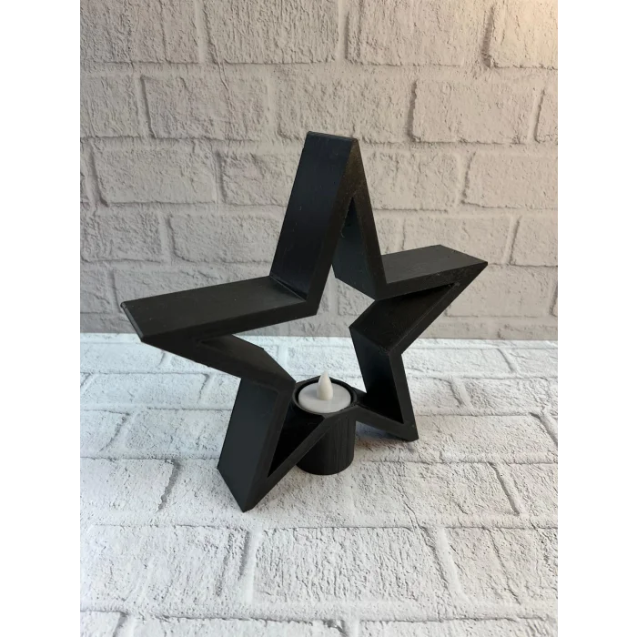 BUĞZ Yıldız Mumluk Siyah Modern Salon ve Raf Dekoru - Lisinya