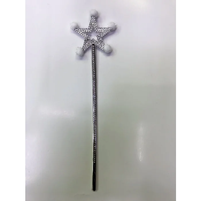  Yıldız Peri Asası Sihirli Değnek Beyaz Ponponlu