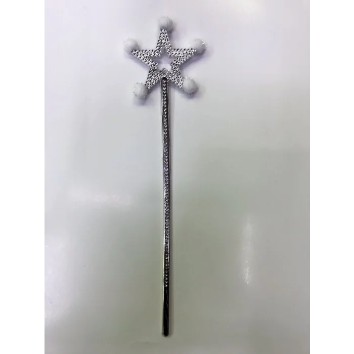 BUĞZ Yıldız Peri Asası Sihirli Değnek Beyaz Ponponlu