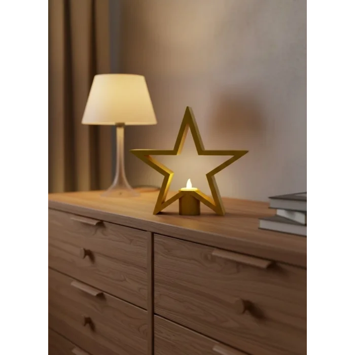 BUĞZ Yıldız Şeklinde Sarı Mumluk Loş Işık Ev Aksesuarı