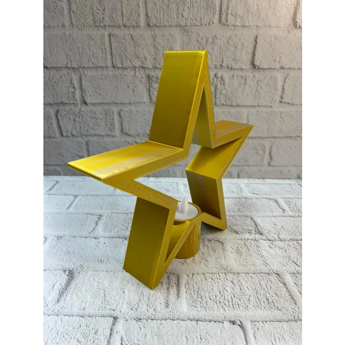 BUĞZ Yıldız Şeklinde Sarı Mumluk Loş Işık Ev Aksesuarı