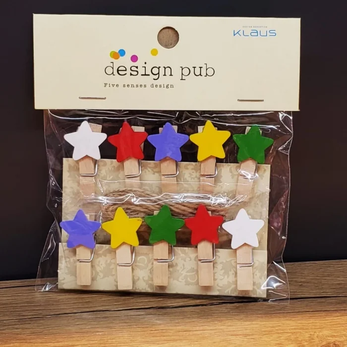  Yıldız Tasarımlı Mini Fotoğraf Mandalları