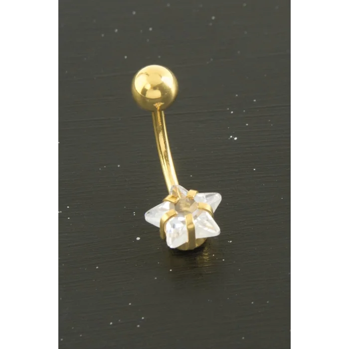  Yıldız Zirkon Taşlı Çelik Piercing 1 Adet