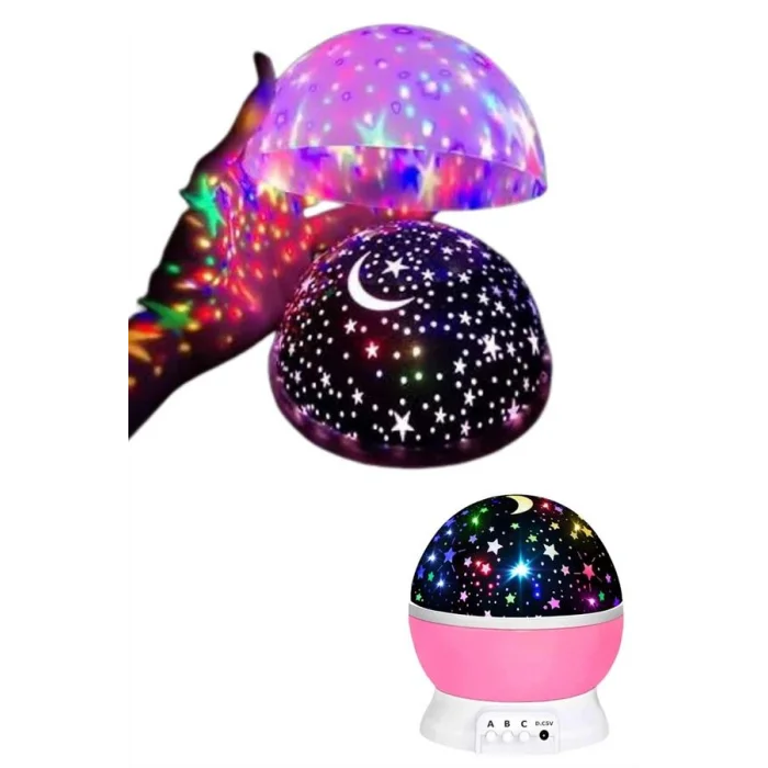 BUĞZ Yıldızlı Gece Lambası Mor Projeksiyon Görünümlü Masa Lambası Renk Değiştirebilen - Lisinya