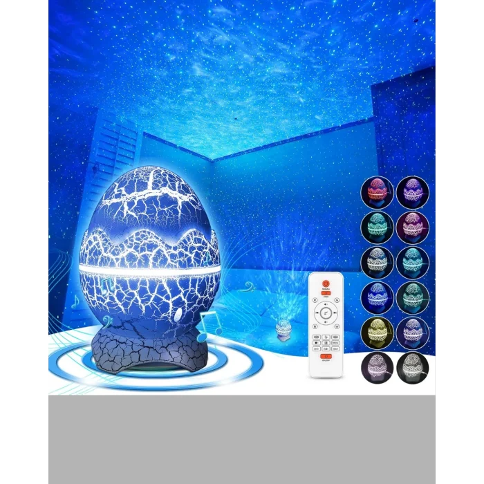 BUĞZ Yıldızlı Gökyüzü Dinozor Yumurta Projektör –  Ayarlanabilir Parlaklık ve Hız