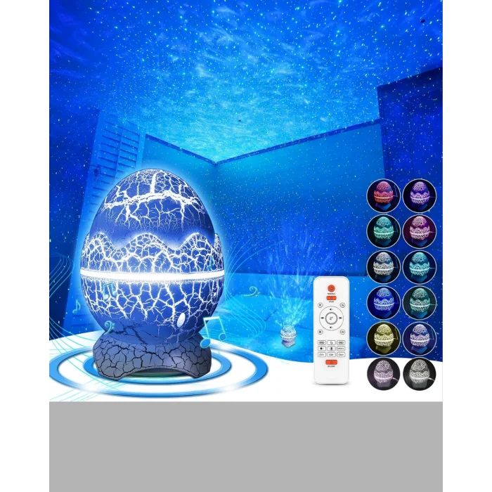 BUĞZ Yıldızlı Gökyüzü Dinozor Yumurta Projektör –  Ayarlanabilir Parlaklık ve Hız - BUĞZ