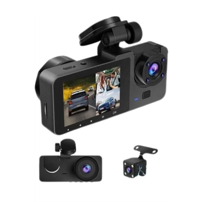  Yol Kayıt Araç Kamerası HD DVR 3 Kameralı 2.0in Ekranlı Ön İç Arka