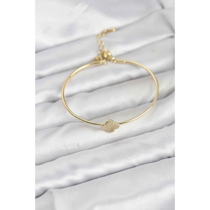 BUĞZ Yonca Model Gold Renk Kadın Bileklik