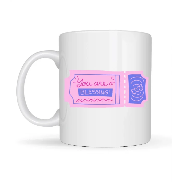 BUĞZ You Are a Blessing Yazılı Porselen Kupa Model 32 – Anlamlı Hediye Kupası, Sevdiklerine Moral Veren Şık Kahve Kupası