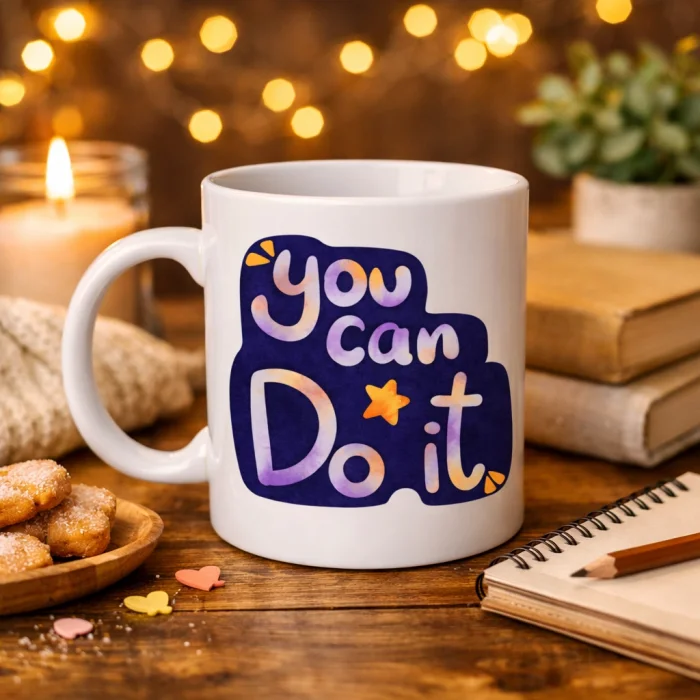 BUĞZ You Can Do It Motivasyon Kupası MODEL 132 – İlham Veren Tasarım, Porselen Kupa, Ofis & Hediye Kupası