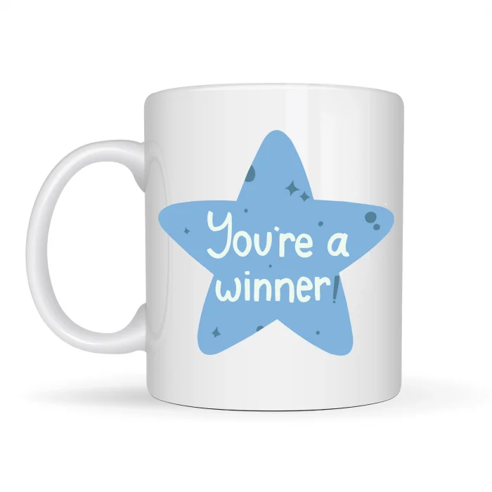 BUĞZ You’re a Winner SEN BAŞARDIN , KAZANANSIN Yazılı Porselen Kupa MODEL 153 – Motivasyon Temalı, Özel Tasarım Kahve & Çay Kupası