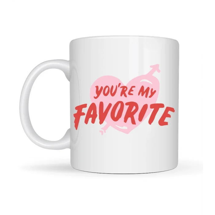 BUĞZ You’re My Favorite Yazılı Porselen Kupa Model 13 - Sevgiliye Arkadaşa Özel Romantik Kahve Kupası - Hediye Fincan