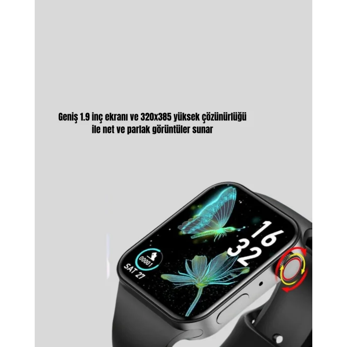 BUĞZ Yüksek Çözünürlüklü 1.9 Akıllı Saat – 5-6 Gün Aktif Kullanım, Şık ve Modern Tasarım - Lisinya