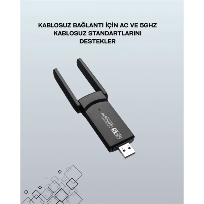  Yüksek Hızlı 1200 Mbps Çift Bant USB WiFi Adaptör – Güçlü Sinyal, Geniş Uyumluluk