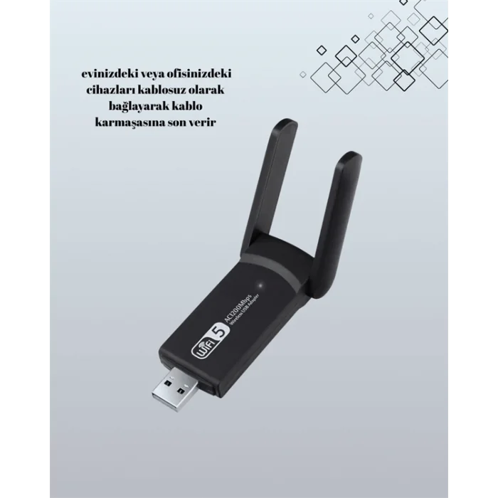 Yüksek Hızlı 1200 Mbps Çift Bant USB WiFi Adaptör – Güçlü Sinyal, Geniş Uyumluluk