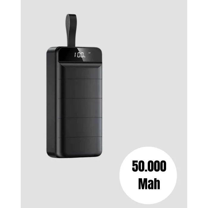 BUĞZ Yüksek Kapasiteli 50.000 mAh Powerbank – Type-C, Lightning ve Micro USB Uyumlu, Çoklu Cihaz Şarj Özellikli