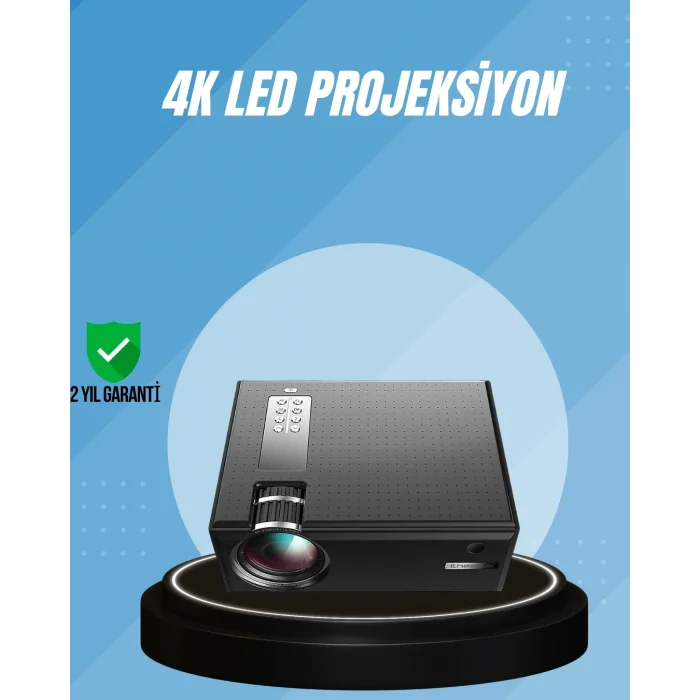 BUĞZ Yüksek Parlaklıkta Projeksiyon Cihazı – 1080p Destekli, Taşınabilir Ev Sineması Sistemi