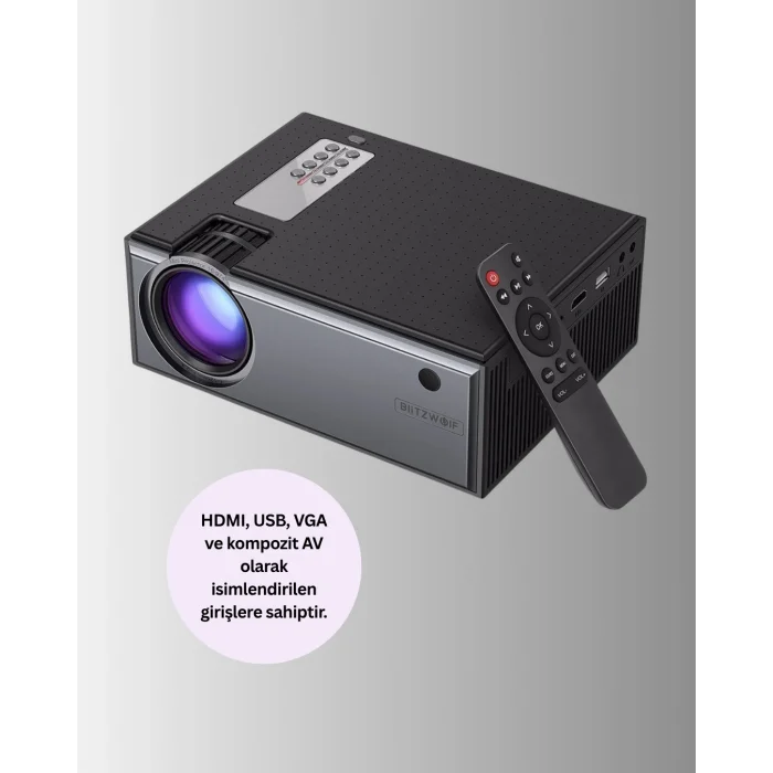 BUĞZ Yüksek Parlaklıkta Projeksiyon Cihazı – 1080p Destekli, Taşınabilir Ev Sineması Sistemi