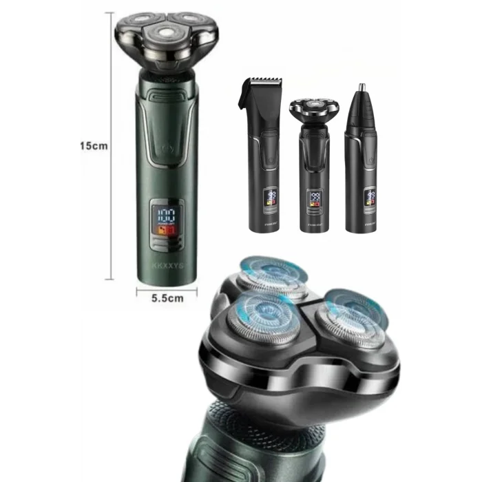  Yüksek Performanslı 3 Başlıklı Profesyonel Şarjlı Islak ve Kuru Kullanıma Uygun