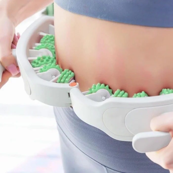 BUĞZ Yumurcak Shop® 12 Tekerlekli Ayarlanabilir Bacak,Bel ve Kol Masaj Aleti – 360° Tam Daire Derin Doku Kas ve Lenfatik Masaj Silindiri